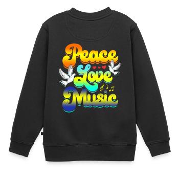 Peace Love Music Rave Festival Musical Hippie - Sweat Premium enfant bio - noir - Dos - AI Model Kid Female (0cm)