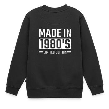 80er Jahre - Kinder Premium Organic Sweatshirt - Schwarz - Hinten - AI Model Kid Female (0cm)