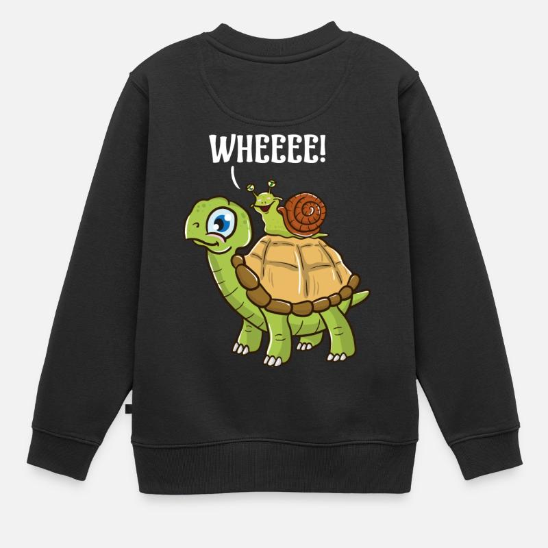 Escargot mignon et drôle sur la tortue crier Wheee! - Sweat Premium enfant bio - noir