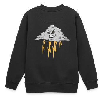 Nuage en colère causant la foudre Orage météo - Sweat Premium enfant bio - noir - Dos - AI Model Kid Female (0cm)