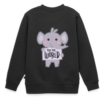 Éléphant démontre pour la protection de l'environnement - Sweat Premium enfant bio - noir - Dos - AI Model Kid Female (0cm)