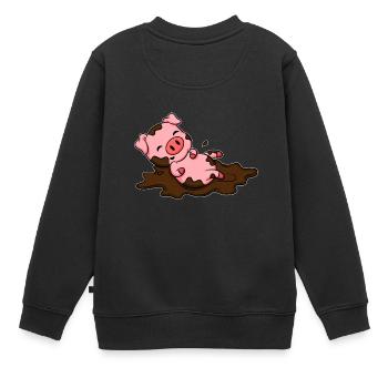 Cochon se vautrer dans une flaque d’eau sale cadeau de Noël - Sweat Premium enfant bio - noir - Dos - AI Model Kid Female (0cm)