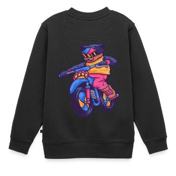 Katze Motorsport Motocross Adrenalin Tier Geschenk - Kinder Premium Organic Sweatshirt - Schwarz - Hinten - AI Model Kid Female (0cm)