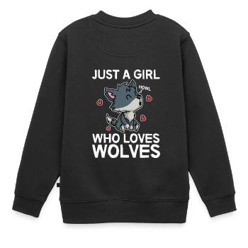 Just A Girl Who Loves Wolves Wolf Costume - Sweat Premium enfant bio - noir - Dos - AI Model Kid Female (0cm)
