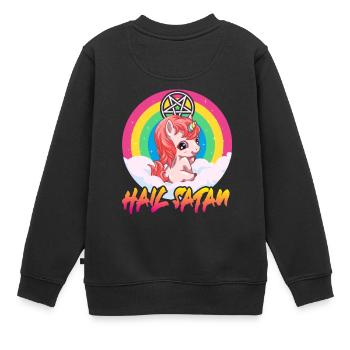 Je vous salue Satan licorne sataniste 666 humour athée - Sweat Premium enfant bio - noir - Dos - AI Model Kid Female (0cm)