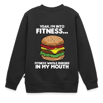 FITNESS FAST-FOOD Humour drôle - Sweat Premium enfant bio - noir - Dos - AI Model Kid Female (0cm)