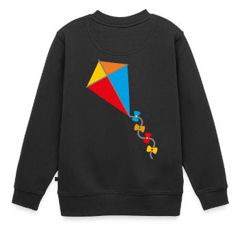 kite - Kids Premium Organic Sweatshirt - black - Back - AI Model Kid Female (0cm)