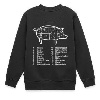 Schwein Fleisch Metzger Fleischer - Kinder Premium Organic Sweatshirt - Schwarz - Hinten - AI Model Kid Female (0cm)
