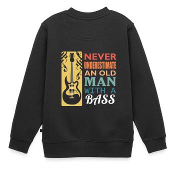 Drôle vintage vieux homme bassiste cadeau - Sweat Premium enfant bio - noir - Dos - AI Model Kid Female (0cm)