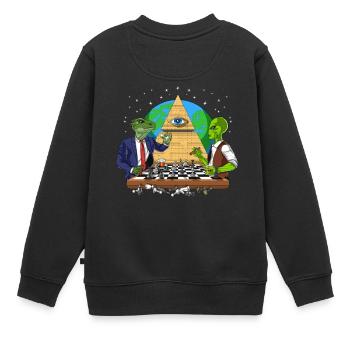 Illuminati Alien Conspiracy - Kinder Premium Organic Sweatshirt - Schwarz - Hinten - AI Model Kid Female (0cm)