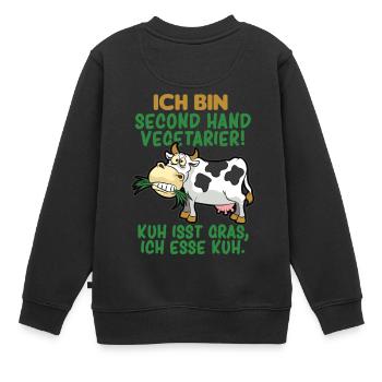 SECOND HAND VEGETARIER FLEISCHESSER HUMOR - Kinder Premium Organic Sweatshirt - Schwarz - Hinten - AI Model Kid Female (0cm)