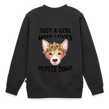 chien hippie fille - Sweat Premium enfant bio - noir - Dos - AI Model Kid Female (0cm)