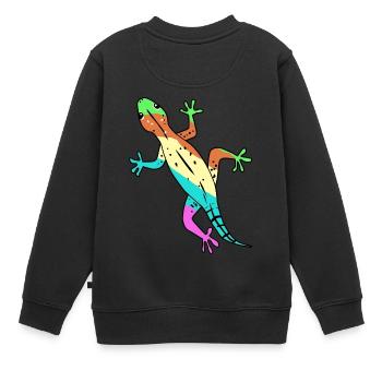 Eidechse Gecko Zoologie Wildtiere Lurch Amphibie - Kinder Premium Organic Sweatshirt - Schwarz - Hinten - AI Model Kid Female (0cm)