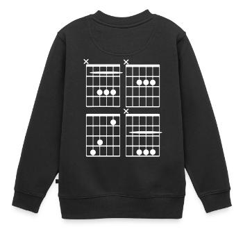 BACH als Dur Akkorde Tabs Gitarre (weiss) - Kinder Premium Organic Sweatshirt - Schwarz - Hinten - AI Model Kid Female (0cm)