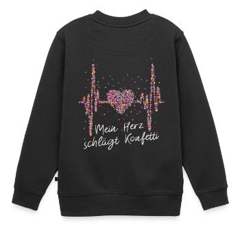 Herzschlag, Kölner Dom, Herz, Karneval - Kinder Premium Organic Sweatshirt - Schwarz - Hinten - AI Model Kid Female (0cm)