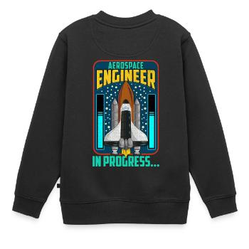 Luft- und Raumfahrtingenieur in Bearbeitung… Raumschiffrakete - Kinder Premium Organic Sweatshirt - Schwarz - Hinten - AI Model Kid Female (0cm)