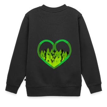 Forêt, Cœur, Ami(e), Environnement, Écologie, CO2, Nature - Sweat Premium enfant bio - noir - Dos - AI Model Kid Female (0cm)