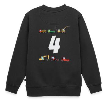 Anniversaire 4e garçon chantier de construction excavatrice camion cadeau - Sweat Premium enfant bio - noir - Dos - AI Model Kid Female (0cm)