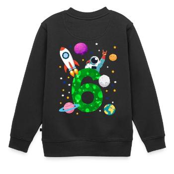 6e anniversaire, anniversaire pour enfants, cadeau - Sweat Premium enfant bio - noir - Dos - AI Model Kid Female (0cm)