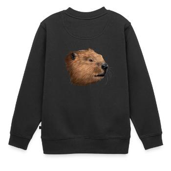 Biber - Kinder Premium Organic Sweatshirt - Schwarz - Hinten - AI Model Kid Female (0cm)
