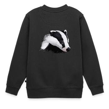 Blaireau - Sweat Premium enfant bio - noir - Dos - AI Model Kid Female (0cm)