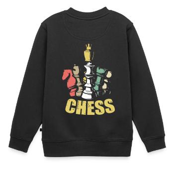 Schach König Schach Königin Schachmeister Schach Retro - Kinder Premium Organic Sweatshirt - Schwarz - Hinten - AI Model Kid Female (0cm)