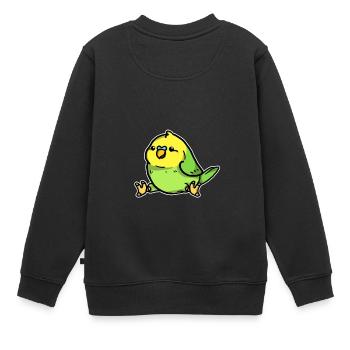 Süßer Wellensittich Welli Singvogel Geschenk - Kinder Premium Organic Sweatshirt - Schwarz - Hinten - AI Model Kid Female (0cm)