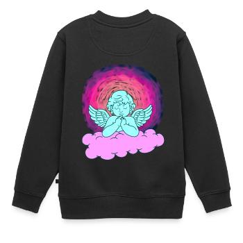 Ange Nuage Céleste Au-delà ange gardien - Sweat Premium enfant bio - noir - Dos - AI Model Kid Female (0cm)