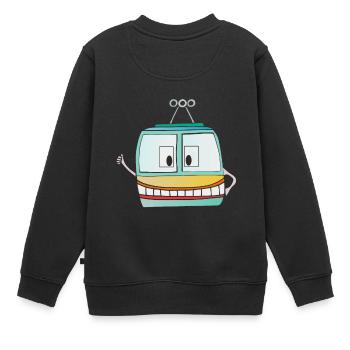 Lustige Bergbahn - Gondel - Seilbahn - Kinder Premium Organic Sweatshirt - Schwarz - Hinten - AI Model Kid Female (0cm)
