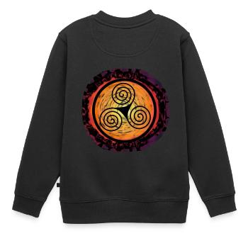 Coucher de soleil Triskele Normads Odin Celtic Thor - Sweat Premium enfant bio - noir - Dos - AI Model Kid Female (0cm)
