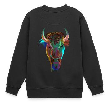 Splash Bison - Kinder Premium Organic Sweatshirt - Schwarz - Hinten - AI Model Kid Female (0cm)