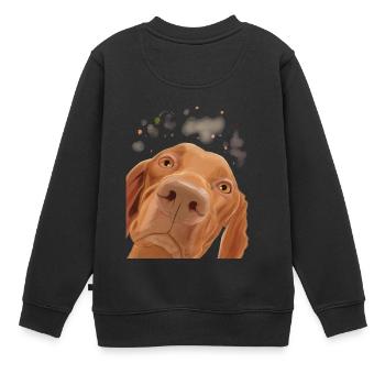Curieux chien guide hongrois - Sweat Premium enfant bio - noir - Dos - AI Model Kid Female (0cm)