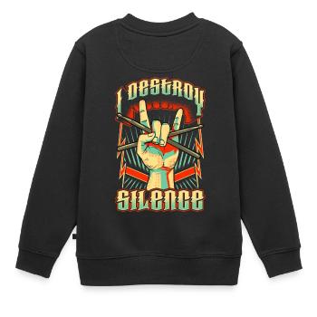 Lustig I Destroy Silence Drummer Talentierter Musiker - Kinder Premium Organic Sweatshirt - Schwarz - Hinten - AI Model Kid Female (0cm)