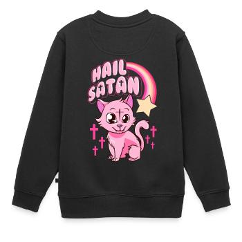 Gegrüßet seist du Satan Cat Cute Rainbow Kitty Heavy Metal Pun - Kinder Premium Organic Sweatshirt - Schwarz - Hinten - AI Model Kid Female (0cm)