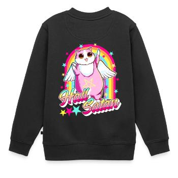 Netter Hagel Satan Katze Regenbogen Kitty Heavy Metal - Kinder Premium Organic Sweatshirt - Schwarz - Hinten - AI Model Kid Female (0cm)
