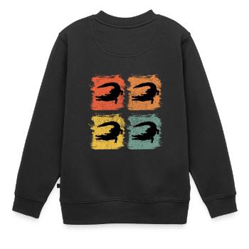 Alligator Retro Pop Art - Kids Premium Organic Sweatshirt - black - Back - AI Model Kid Female (0cm)