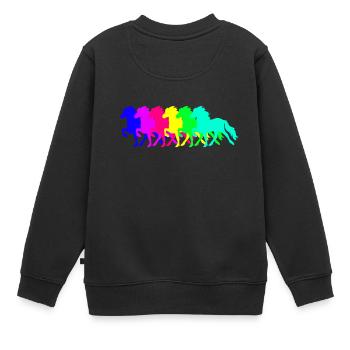 Islandpferd Regenbogen - Kinder Premium Organic Sweatshirt - Schwarz - Hinten - AI Model Kid Female (0cm)