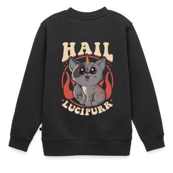 Nette & lustige satanische Hagel Lucipurr Regenbogen Kitty - Kinder Premium Organic Sweatshirt - Schwarz - Hinten - AI Model Kid Female (0cm)