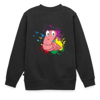 Farbiger Wurm - Kinder Premium Organic Sweatshirt - Schwarz - Hinten - AI Model Kid Female (0cm)