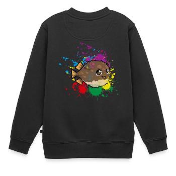 Farbiger Kugelfisch - Kinder Premium Organic Sweatshirt - Schwarz - Hinten - AI Model Kid Female (0cm)