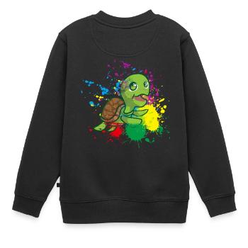 Farbige Schildkröte - Kinder Premium Organic Sweatshirt - Schwarz - Hinten - AI Model Kid Female (0cm)