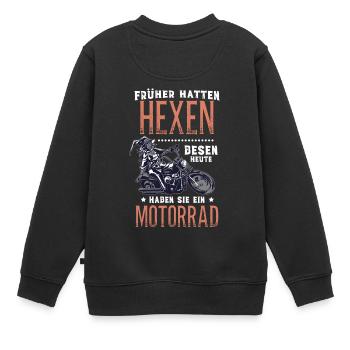 Motorrad Motorräder Bikerin Geschenkidee - Kinder Premium Organic Sweatshirt - Schwarz - Hinten - AI Model Kid Female (0cm)