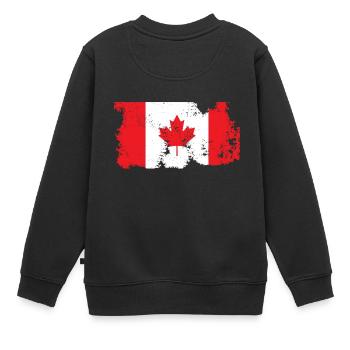Drapeau de feuille d'érable Canada Canada - Sweat Premium enfant bio - noir - Dos - AI Model Kid Female (0cm)