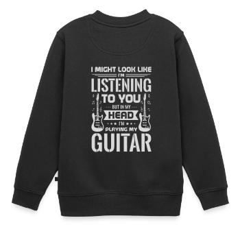 Guitar Design for a Guitar player - Sweat Premium enfant bio - noir - Dos - AI Model Kid Female (0cm)