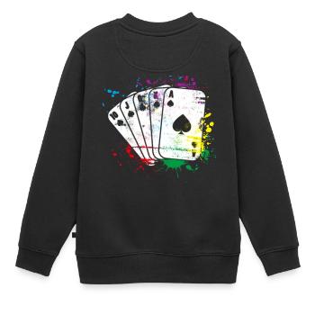 Kartenspiel farbig - Kinder Premium Organic Sweatshirt - Schwarz - Hinten - AI Model Kid Female (0cm)