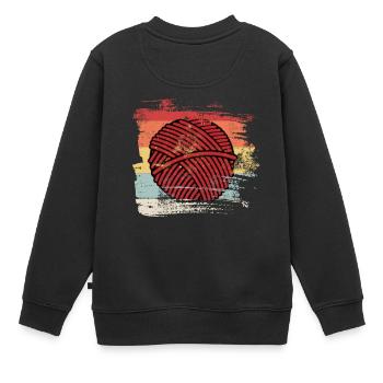 Rétro hobby laine - Sweat Premium enfant bio - noir - Dos - AI Model Kid Female (0cm)