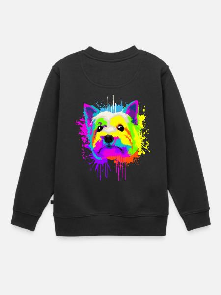 Splash Art West Highland White Terrier Hund - Kinder Premium Organic Sweatshirt - Schwarz