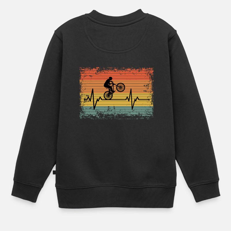Vintage Herzschlag Radfahren Geschenkidee - Kinder Premium Organic Sweatshirt - Schwarz