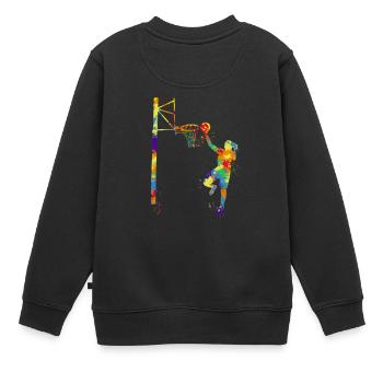 Motif de sport d'équipe de basket- joueur de basket- - Sweat Premium enfant bio - noir - Dos - AI Model Kid Female (0cm)