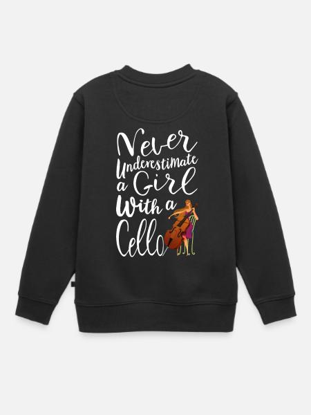 Ne jamais sous-estimer une fille avec un cadeau cool cello - Sweat Premium enfant bio - noir